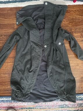 Womens Lululemon High Collar Long Coat - Gray
